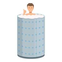 Man is giving a thumbs up while undergoing cryotherapy treatment vector