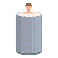 Man experiencing sensory deprivation in a float tank for relaxation and wellness vector
