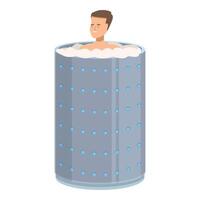 Man relaxing in cryotherapy machine recovering after workout session vector