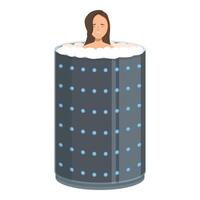 Young woman relaxing in a cryotherapy machine enjoying wellness treatment vector
