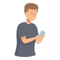 Young man is using a smartphone, enjoying mobile technology vector