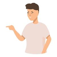 Young man is pointing with his finger and smiling vector
