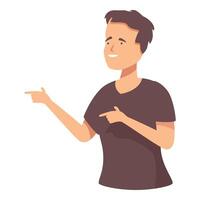 Happy young man pointing with index fingers in different directions vector