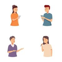 People using technology and communicating vector