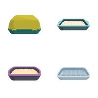 Set of assorted cat litter boxes vector
