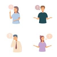 Set of people expressing confusion and curiosity vector