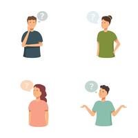 Set of confused people with question marks vector