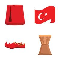 Collection of four colorful turkish cultural symbols isolated on a white background vector