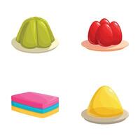 Vibrant set of four cartoonstyled dessert illustrations on a white background vector