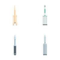 Set of modern space rocket icons vector
