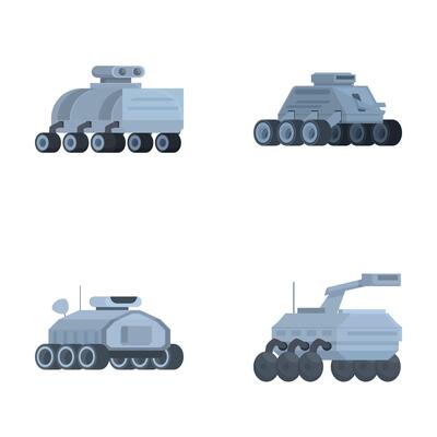 Collection of cartoon military tanks illustrations