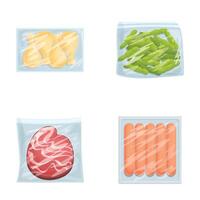 Vacuum sealed food illustrations set vector