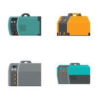 Set of portable generators on white background vector