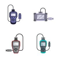 Set of various digital multimeters on white background vector