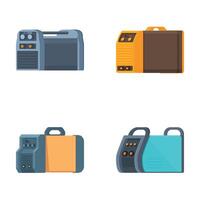 Set of portable power generators illustrations vector