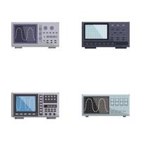 Set of modern oscilloscopes on white background vector