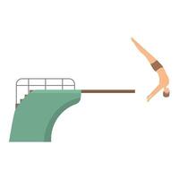 Athlete diving from springboard into swimming pool vector