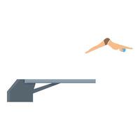 Swimmer diving from springboard in swimming pool vector