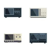 Collection of vintage oscilloscopes on white background vector