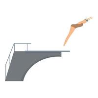 Professional female swimmer diving from springboard in swimming pool vector