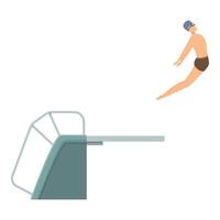 Professional swimmer diving from springboard in swimming pool vector