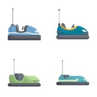 Collection of colorful bumper car illustrations, isolated on a white background vector