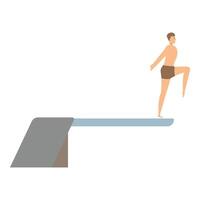 Young man is preparing to jump from a diving board into a swimming pool vector