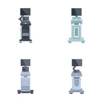 Set of modern computer workstations isolated on white vector