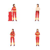 Diverse set of firefighter characters in uniform vector
