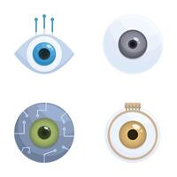 Set of four highquality camera and eye icons vector