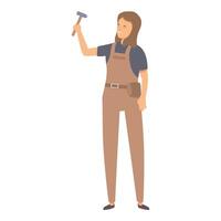 Construction worker is smiling and holding up a hammer vector