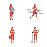 Firefighter characters in different poses vector
