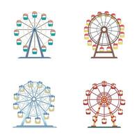 Set of ferris wheels in different styles vector