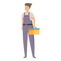 Smiling female mechanic holding tool box ready for work vector