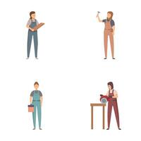 Illustration of people portraying different occupations, isolated on a white background vector