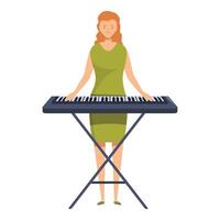 Musician is playing a synthesizer on stage during a concert vector