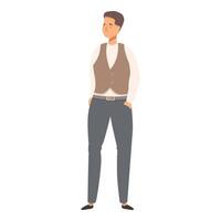 Young man standing with hands in his pockets is waiting vector