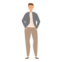 Office worker standing with hands in pockets is smiling vector