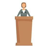 Politician is standing at a podium, speaking into a microphone vector