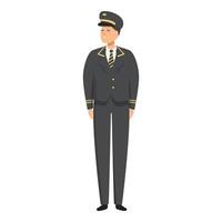 Smiling airline pilot wearing uniform standing upright vector