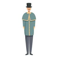 Victorian gentleman wearing top hat and overcoat standing upright vector