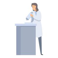 Female scientist using microscope in laboratory making important discoveries vector