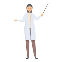 Female doctor is explaining something, pointing with a pointer stick vector