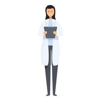 Friendly doctor is holding a digital tablet and smiling vector
