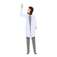 Scientist is holding a test tube and looking at the results of her experiment vector