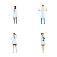 Diverse scientists cartoon characters set vector