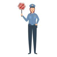 Policewoman is holding a stop sign, ensuring safety and regulating traffic flow vector