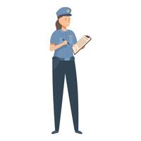 Police officer is writing on a clipboard while standing vector