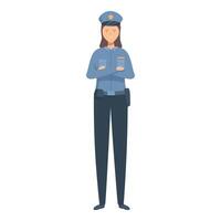 Smiling policewoman standing with folded arms wearing uniform and hat vector