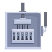 Electrical panel with five circuit breakers controlling power supply vector